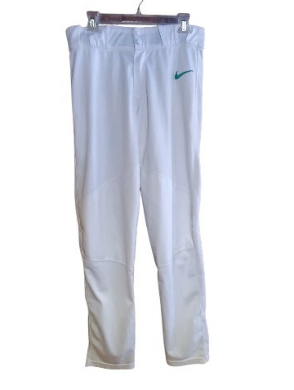 Nike Team Issued White Baseball Pants Like New  Kelly Green Swoop  Large Tall.